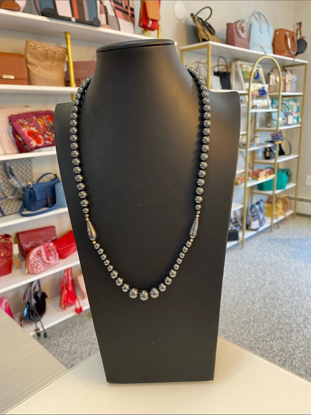 Hematite Black Beaded Necklace - Classic Women’s Jewelry